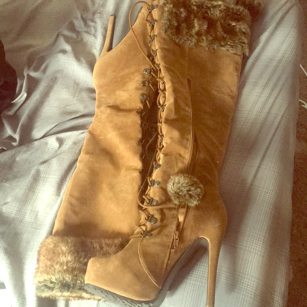 Knee high suede boots